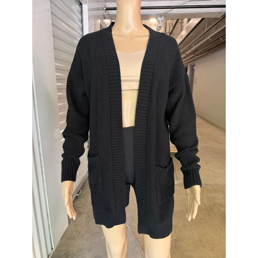GAP Womens Black Cotton Textured Open Front Cardigan Sweater GP010037 Size S NWT